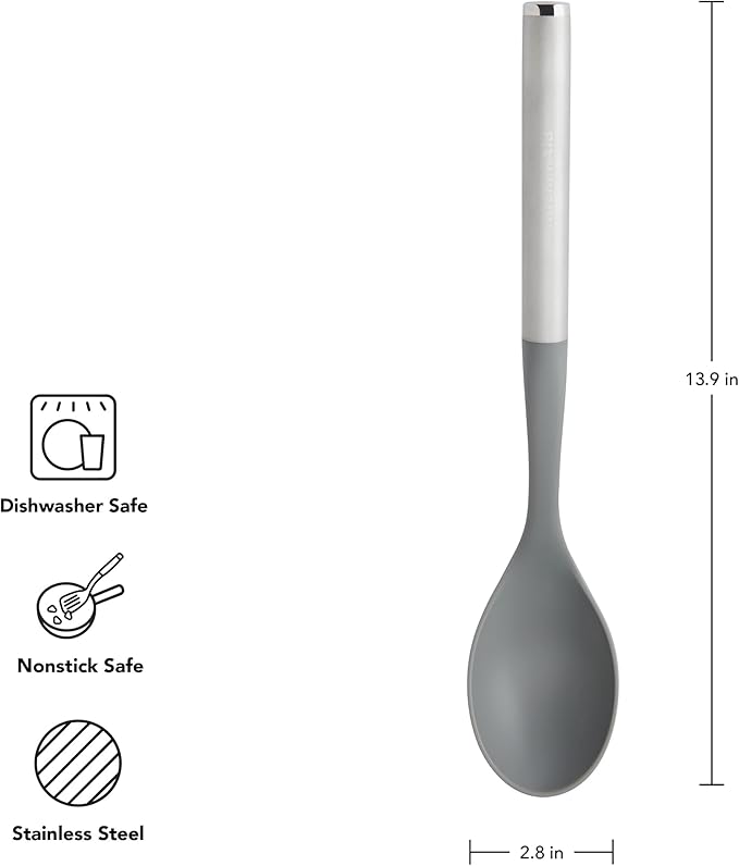 KitchenAid Basting Spoon with Stainless Steel Handle, Nonstick Safe, Ideal for Basting, Stirring, and Serving, Durable and Dishwasher Safe