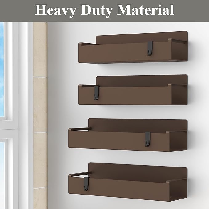 HuggieGems 4 Pack Magnetic Spice Rack Organizer for Refrigerator and Oven, Brown Fridge Organizers and Storage for Kitchen