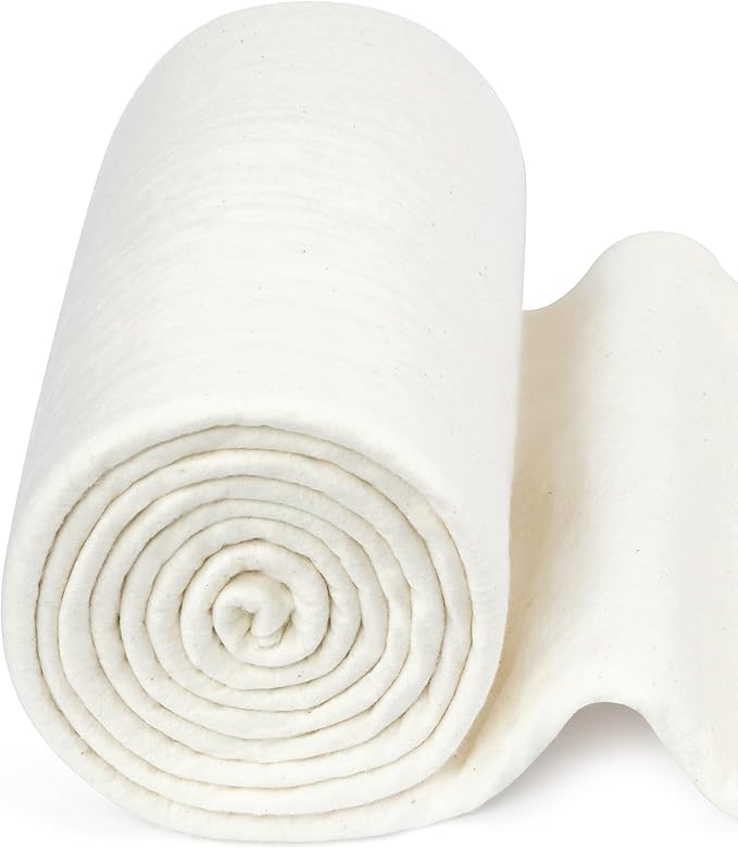 FIVEIZERO 100% Natural Cotton Quilt Batting–47Inchesx3Yards Large Lightweight Batting Fabric,Quilting Batting by The Yard for Sewing,Crafts,Potholders,Backing,Wadding,Twin & King Size Quilt Projects