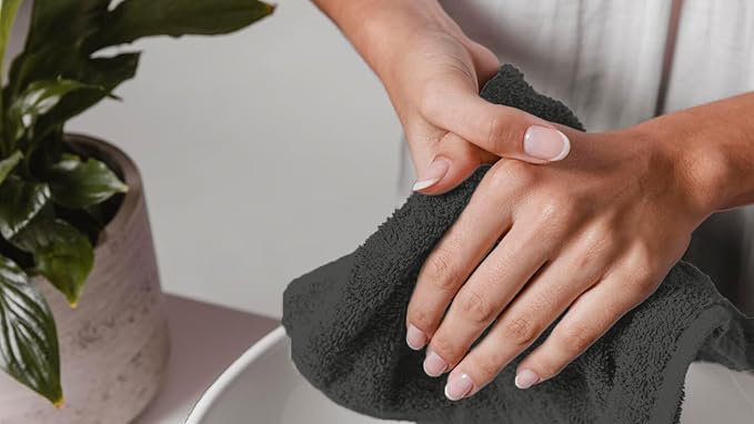 Avalon Towels Cotton Washcloths – (Pack of 36) Size 12x12 Inches, 100% Ring Spun Cotton, Soft & Absorbent Face Towels, Gym Towels, Hotel and Spa Quality, Reusable Fingertip Towels (Grey)