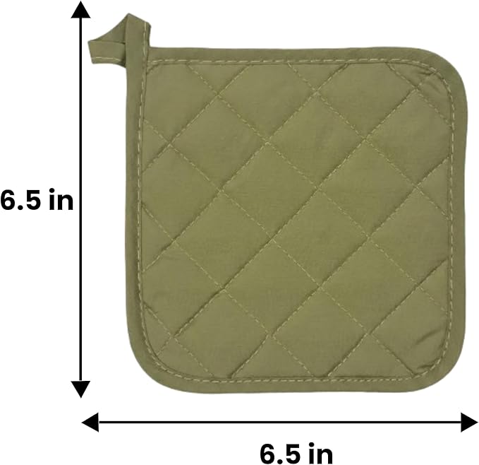 Lobyn Value Packs Economical Lightweight Bulk Potholders Ten (10) Pack Everyday Quality 6.5" Square Perfect for Craft Projects Sage Green