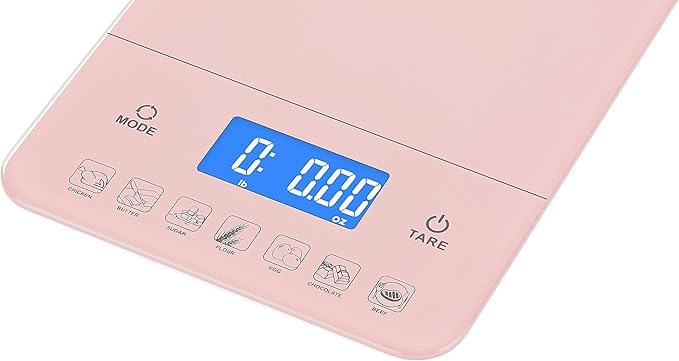 Ozeri Touch III Digital Kitchen Scale with Calorie Counter, 22 lbs (10 kg), Crystal Rose