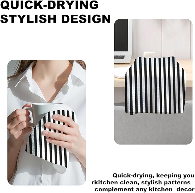 Jztco 2 Pcs Cat Kitchen Towels, Cats Gifts Reusable Hand Tea Towel, Microfiber Dish Cloths for Drying Dishes, Waffle Dish Towels for Kitchen Home Bathroom Decor, Cat Lover Gifts for Women Mom