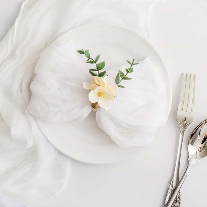 100 Pack White Cheesecloth Napkins Washable 21x21 Inches White Cloth Napkins Set of 100 Dinner Table Napkins for Wedding Cotton Gauze Bridal Baby Shower Rustic Boho Summer Party Table Decor