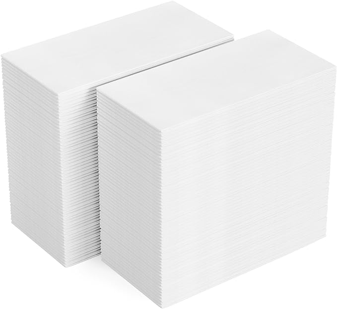 FOCUSLINE 200 Disposable Bathroom Napkins, Linen-Feel Paper Guest Towels, Soft and Absorbent Paper Hand Towels Party Napkins for Bathroom, Kitchen, Dinner, or Event, White, 12" x 17"