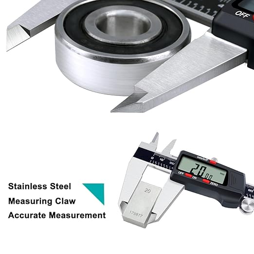 Kynup Digital Caliper, 8 Inch Micrometer Caliper Tool, Vernier Caliper Gages with Stainless Steel Body, Large LCD Screen, Auto - Off Feature, Inch Metric Fraction Conversion (200mm)