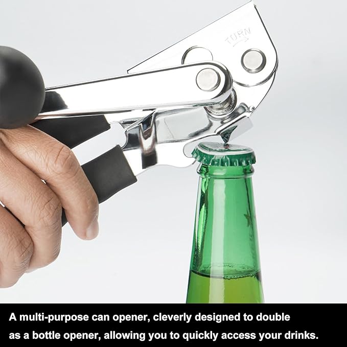 Commercial Can Opener DENENTT Professional Manual Can Opener Heavy Duty - Ergonomic Extended Handles & Smooth Edge Design, Effortless Handheld Tool for Large Cans, Kitchens, Seniors