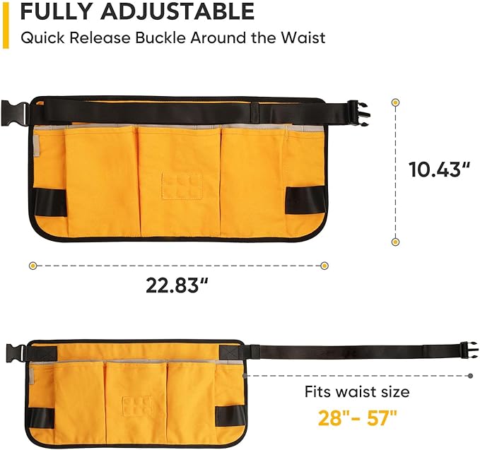 Waist Tool apron with 18 pockets, Heavy Duty Construction Tool Belt, Work Apron for Men and Women, Gifts for Men Dad Father(Wasit-Yellow)