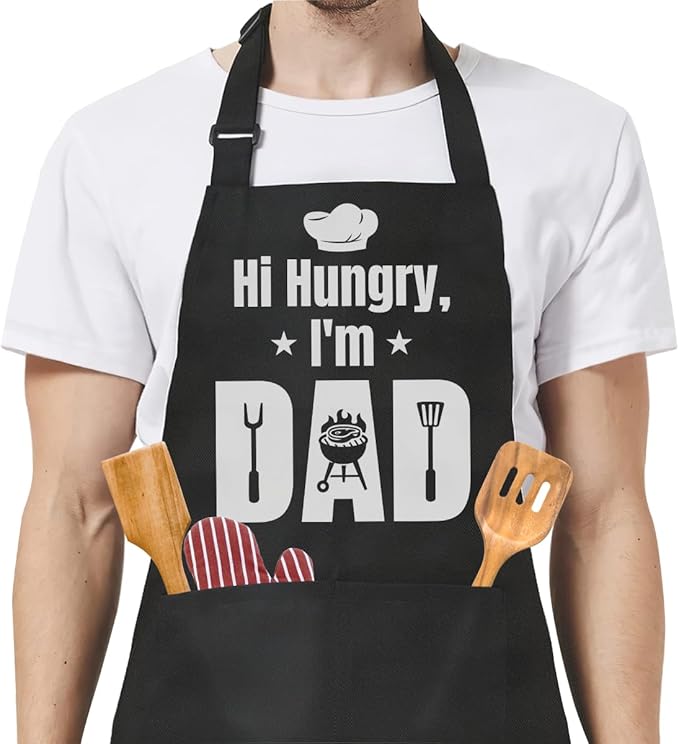 SANDJEST Funny Apron for Dad - Birthday Father’s Day Cooking Grilling Gifts for Mens