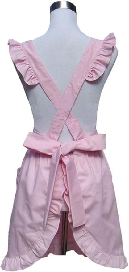 Hyzrz Cute Lovely Cotton Retro Kitchen Cooking Aprons for Women Girls Vintage Baking Apron with Pockets for Mother Gift