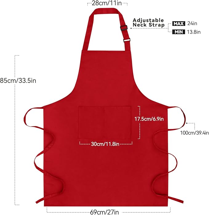 Large Chef Apron for Men and Women, Cooking Kitchen Aprons with 2 Large Pockets Water Oil Resistant