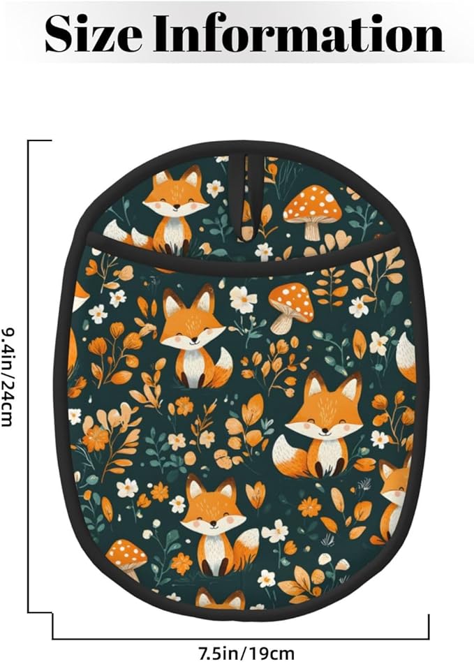 Fox Silicone Pot Holders Set of 2, Heat Resistant up to 500°F, Non-Slip Kitchen Hot Pads with Pocket and Soft Quilted Cotton Lining for Baking, Cooking and Hot Pots