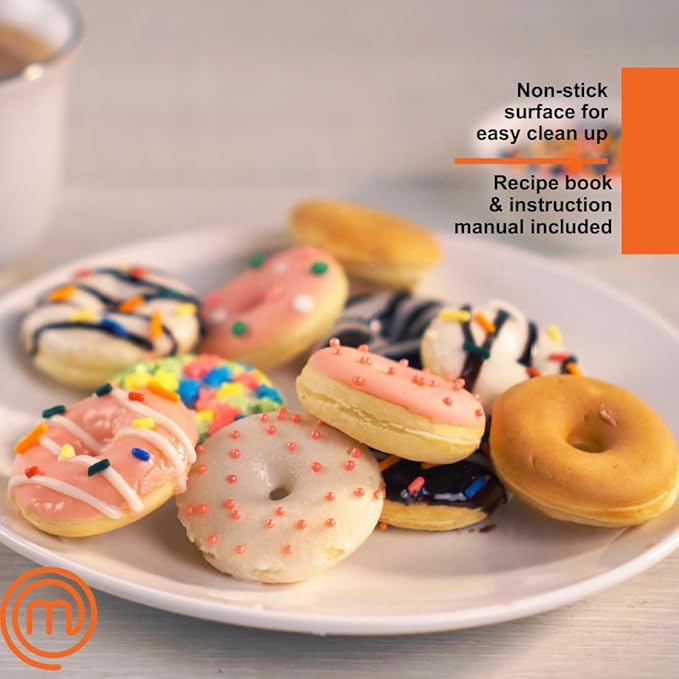 MasterChef 3-in-1 Mini Breakfast Maker- Make Eggs, Pancakes, Donuts, Waffles & More in 1 Easy to Use Appliance! 3 Removable Non-Stick Cooking Plates for Quick Cleaning & Storing- Compact Baker Cooker