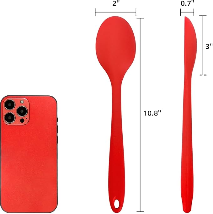 10 Pack Silicone Mixing Spoon, 10.8 Inch Heat Resistant Kitchen Spoons for Cooking, Large Non-Stick Basting Serving Stirring Mixing Spoon for Baking, Serving Scraping