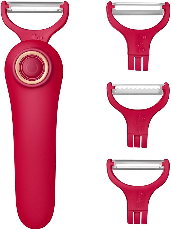 3-in-1 Electric Peeler | Auto Blade for Fruits/Vegetables | 3 Interchangeable Blades | Type-C Charging,Battery Capacity 1500 mAh | Kitchen, Travel, Camping