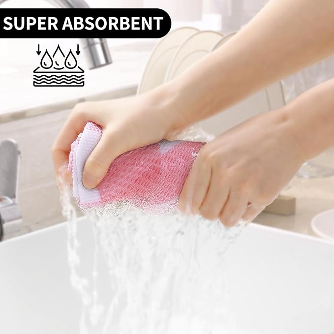 Homaxy 100% Cotton Waffle Weave Check Plaid Dish Cloths, 12 x 12 Inches, Super Soft and Absorbent Dish Towels Quick Drying Dish Rags, 6-Pack, White & Pink