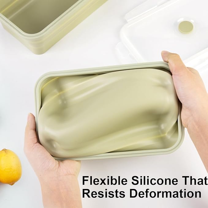 Collapsible Food Containers with Lids, Collapsible Bowls For Camping, Save Space, Leak-Proof Silicone Food Storage Containers, 4pack 1200ml, Dishwasher, Microwave & Freezer Safe
