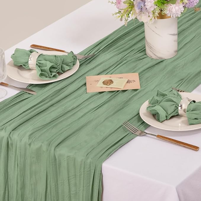 MLMC 40 Pack Sage Green Cheesecloth Napkins Boho Rustic Gauze Cloth Napkins Washable 21"x21" for Wedding Bridal Shower Birthday Anniversary Dinner Decor