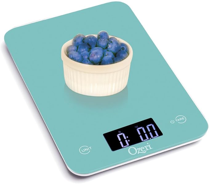 Ozeri Touch Professional Tempered Glass Digital Kitchen Scale, Teal Blue