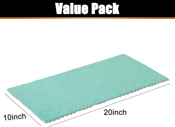 Mordimy 12 Pack Kitchen Towels (20" x 10", Green & Pink), Super Soft and Absorbent Dish Towels, Coral Velvet Microfiber Cleaning Cloth, Nonstick Oil Fast Dry Dish Cloths