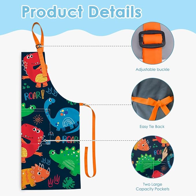SANDJEST Kids Apron with Chefs Hat Set, Kitchen Apron Gifts