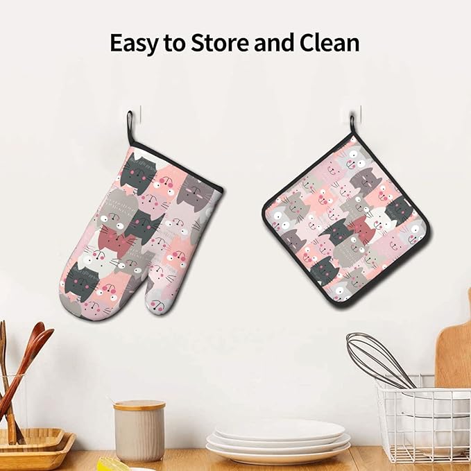 Coffee Bean Coffee Gnomes Oven Mitts and Pot Holders Heat Resistant Oven Mitts Safe for Baking Cooking BBQ