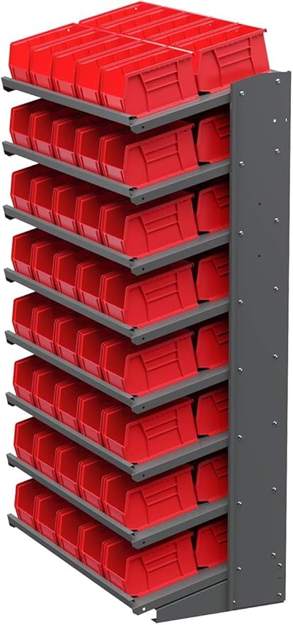 Akro-Mils 30237 AkroBins Plastic Storage Bins, Space-Saving Stackable Bins for Garage, Pantry, Craft Organization, 9" x 6" x 5", Red, 12-Pack