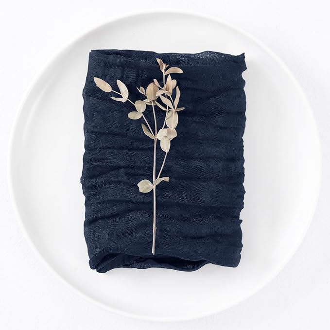 DeZerlor 50 Pack Navy Blue Cheesecloth Napkins Spring Cloth Napkins Set of 50 Navy Dinner Napkins Bulk 21x21 Inches for Wedding Bridal Shower Baby Shower Parties