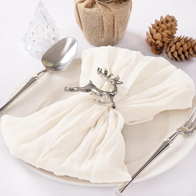 MLMC 10 Pack Cheesecloth Napkins Wedding Napkins 21"x21" Boho Reusable Napkins in Bulk for Wedding Bridal Baby Shower Events Table Decor Ivory White