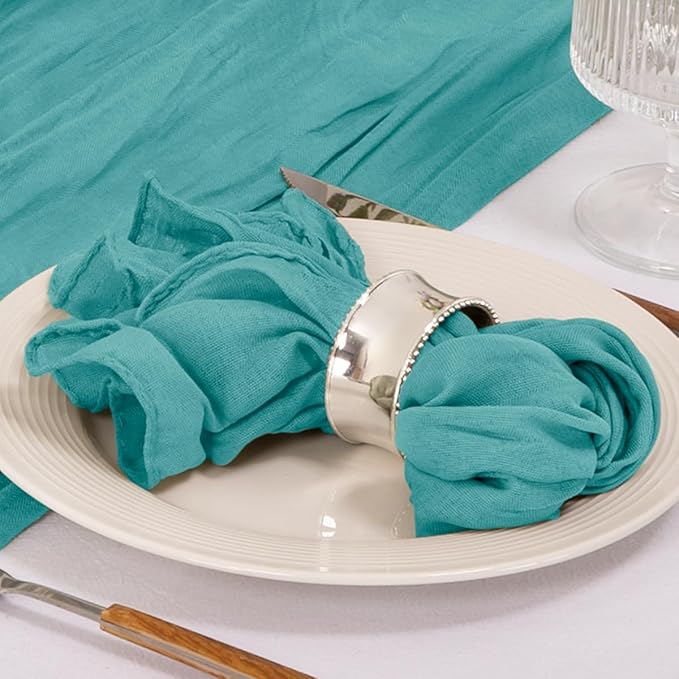 MLMC 24 Pack Cheesecloth Napkins Wedding Napkins 21"x21" Boho Reusable Napkins in Bulk for Wedding Bridal Baby Shower Events Table Decor Teal
