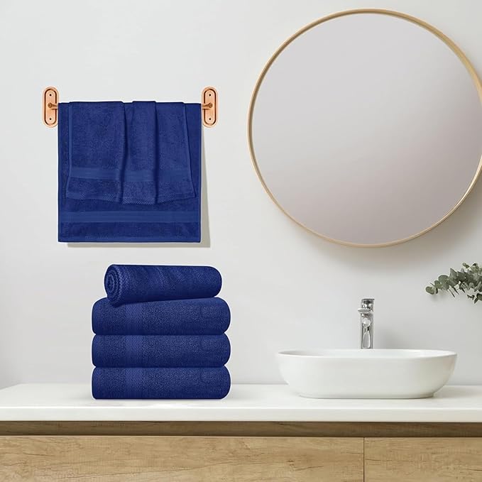 ARC HOME 24 Pack Premium Hand Towels – 100% Cotton, Soft & Highly Absorbent – 16x27 Inches, Navy Blue Bulk Towels for Bathroom, Spa, Gym & Daily Use