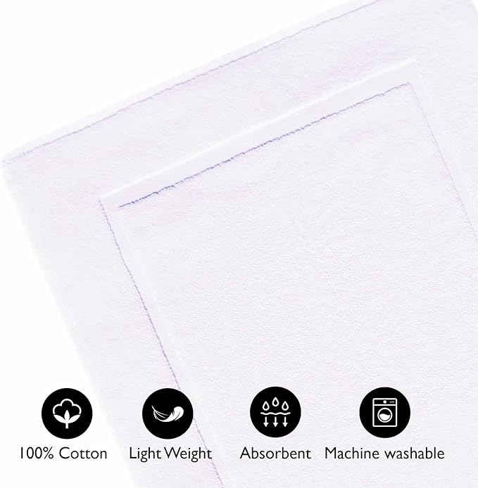 voyzz home Premium Bath Mat Floor Towel Set, Pack of 2 Super Soft & Absorbent Luxury Cotton Towels Hotel, Spa, Shower & Bathroom Tub Floor Mats Machine Washable (20"x30" Inch) White