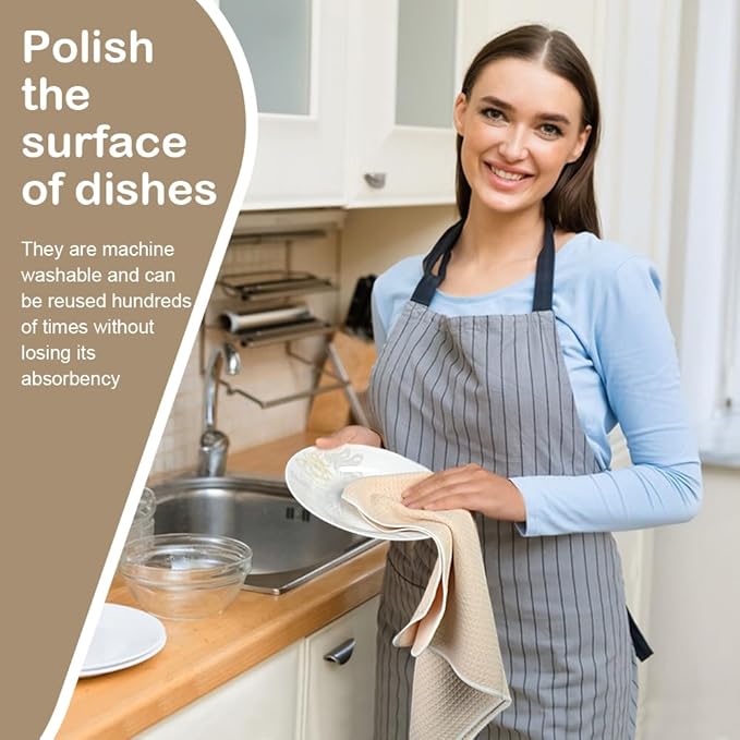 SINLAND Microfiber Dish Towels for Drying Dishes Premium Sublimation Blank Towels Fast Drying Tea Towel Polyester Kitchen Towel 16 Inch X 24 Inch 10 Pack Cream