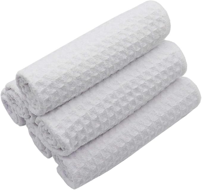 Microfiber Kitchen Cleaning Cloth Thick Dish Rags Waffle Weave Washcloths Dish Cloths Ultra Absorbent Odor Free 12inch X 12inch 6 Pack White