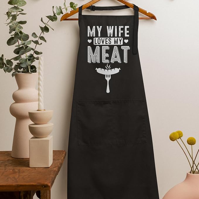 SANDJEST Men's Aprons with Pockets - Funny Aprons for Men BBQ, Kitchen, Cooking - Gifts for Birthday, Birthday