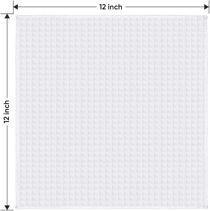 HOMEXCEL Waffle Weave Microfiber Towel, 50 Pack Lint Free Bulk Cleaning Rags, 12 x 12 Inches Barista Towels, Reusable Microfiber Cleaning Cloth for Household, Kitchen, Glass and Window, White