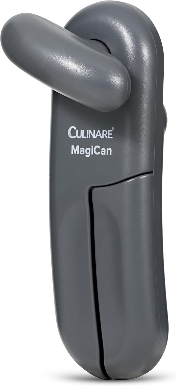 Culinare MagiCan Manual Tin Opener – Stainless Steel Cutting Wheel, Ergonomic Handle for Safe, Easy Can Opening – Lightweight, No Sharp Edges, Grey – Trusted Kitchen Essential