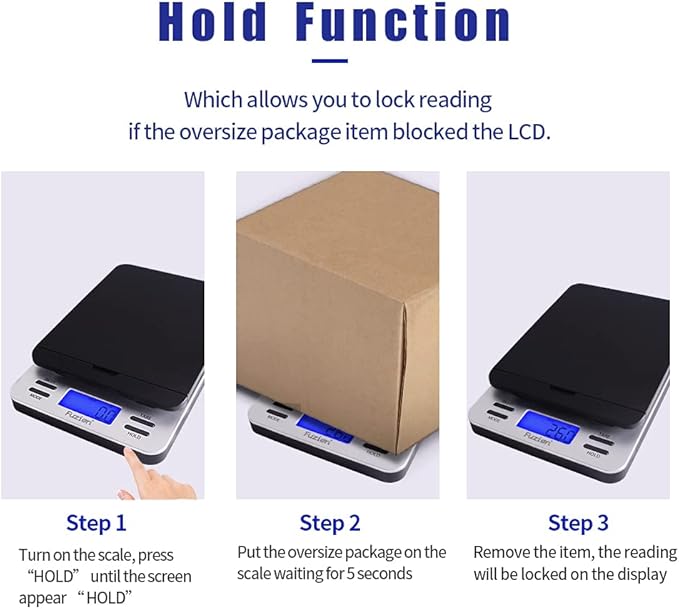 Fuzion Shipping Scale, Accurate Digital Postal Scale 86 lb/0.1 oz with Hold and Tare Function, Postage Scale for Packages and Mailing, LCD Display, Battery and AC Adapter