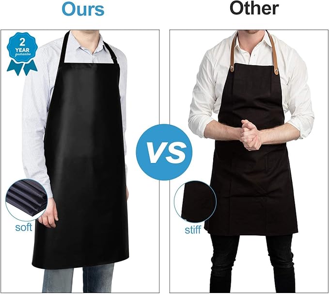 Gotega Waterproof Rubber Vinyl Apron Adjustable Dishwasher Apron - Apron for Women Men Heavy Duty Work Apron