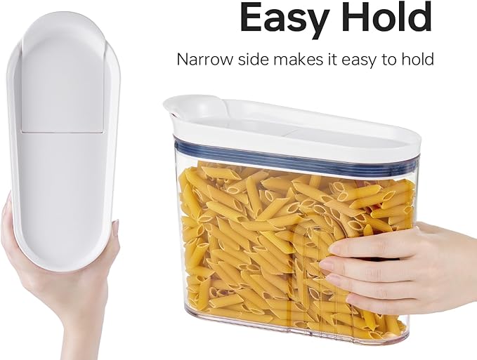 Felli Cereal Container Storage Airtight Holds 32 oz Family Size Breakfast Box with Flip Top Lid, Stackable Acrylic Dry Food Dispenser, Protein Granola Oats Grains, Crunch Keeper (Large 4.1Qt - 2pk)