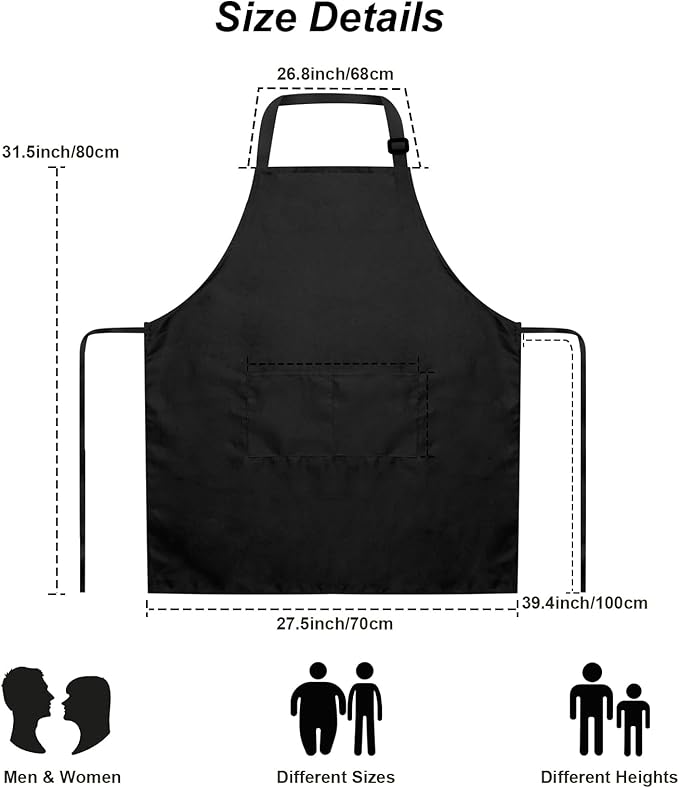 15 Pcs Adult Aprons Bulk with Pockets Adjustable Bib Chef Apron for Women Men Painting Cooking Crafting (S/L)