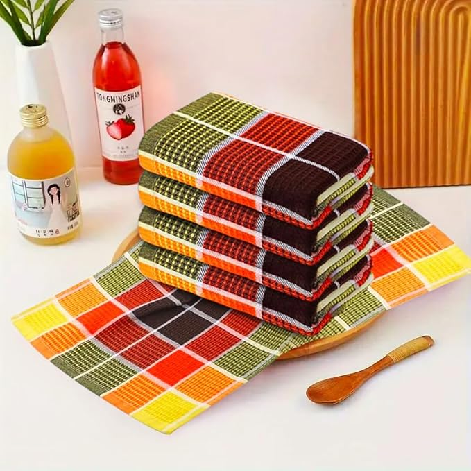 Premium Cotton Tea Towels Set– Super Absorbent, Durable & Soft, Kitchen Tea Towels for Drying, Cleaning, and Baking – Pack of 5, (68cm by 42cm) Eco-Friendly Dish Clothes.