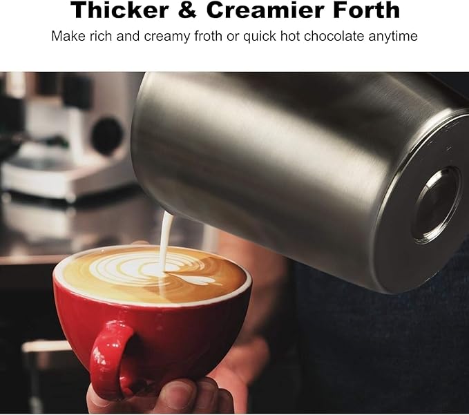 Secura Detachable Milk Frother and Steamer, 17 oz Electric Milk Warmer, 4-in-1 Hot/Cold Foam Maker, Teflon-Free Stainless Steel Jug, Dishwasher Safe for Latte, Macchiato, Hot Chocolate (Green)
