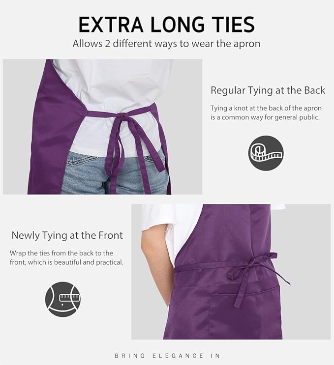 Syntus Apron for Men Women, Adjustable Cooking Kitchen Chef Aprons with 2 Pockets, Cotton/Polycotton/Polyester