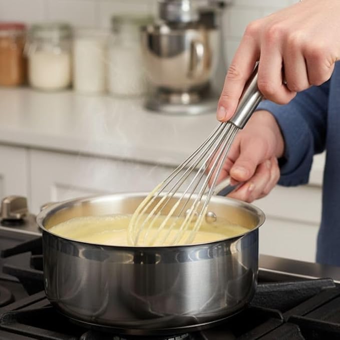 Soro Essentials- 12" Stainless Steel French Whip Whisk with Thick Rigid Wire- Wire Whisk Kitchen Whisk Balloon for Whisking Cooking Beating Blending Stirring Ingredients Mixing Sauces Baking Cake