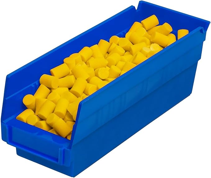 Akro-Mils 30120 Plastic Shelf Bins, Heavy Duty Storage Bins for Garage, Closet, and Drawer Organization, 12" x 4" x 4", Blue, 24-Pack