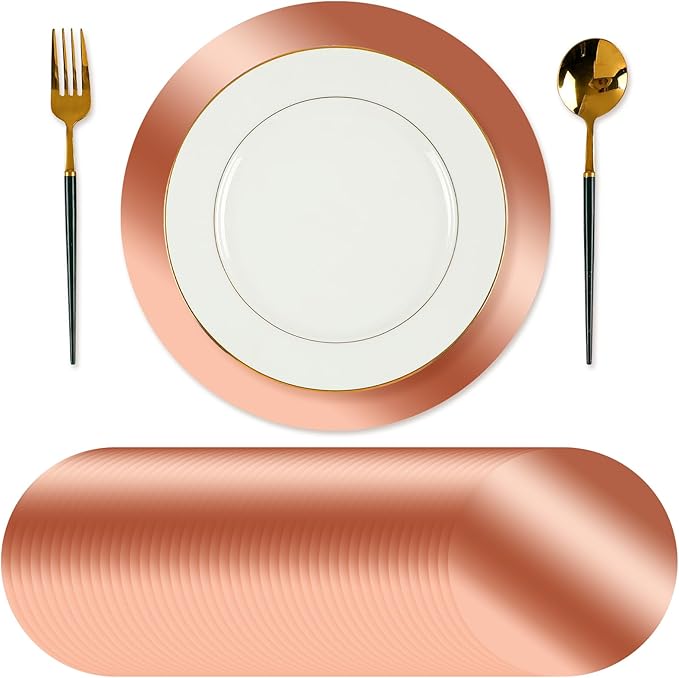 Tioncy 100 Pcs Rose Gold Round Paper Placemats Decorative Disposable Placemats Table Mats for Dining Wedding Table Decoration Home Banquet New Years Festive Party Birthday Holiday
