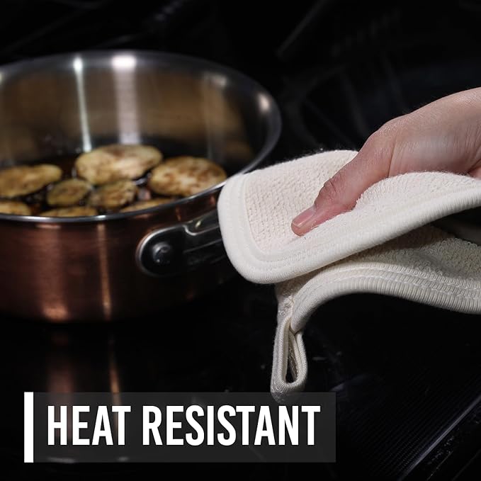 100% Cotton Pot Holders & Hot Pads (2-Pack), 8", High Heat Resistance,Made in America (Natural)