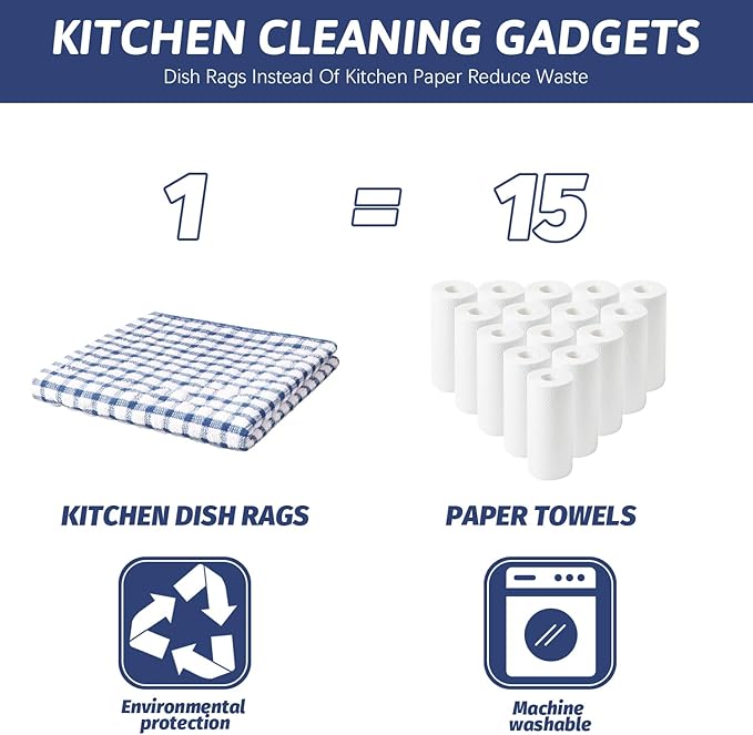 Nialnant 8 Pcs Kitchen Dish Rags,100% Cotton Kitchen Towels Soft Absorbent Quick Drying Dish Cloths for Washing Dishes,Cleaning rags-11 x 11In