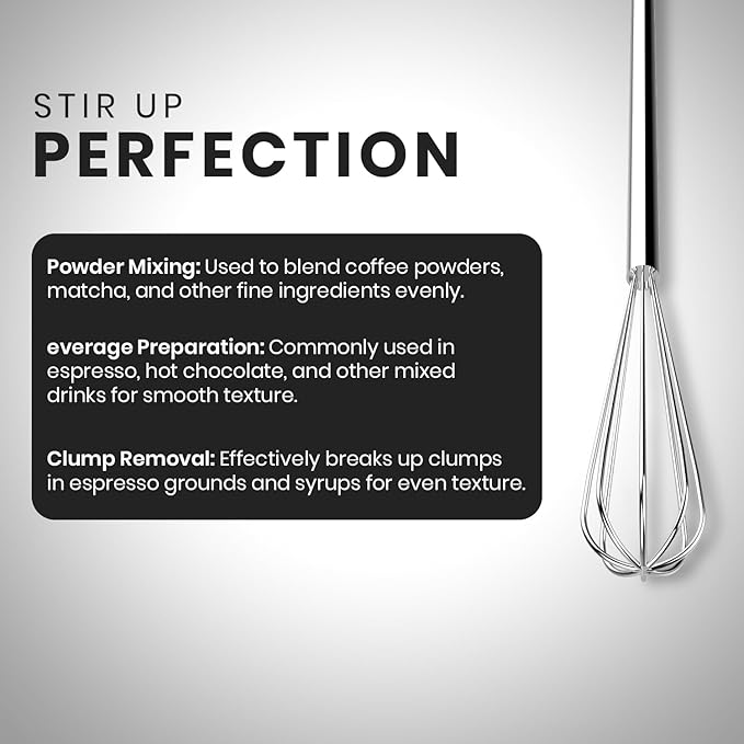 Rattleware Stainless Steel 10.5" Round Coffee Whisk | Heavy-Duty Espresso Frothing Whisk | Durable, Easy-to-Clean Frother for Baristas and Home Coffee Enthusiasts